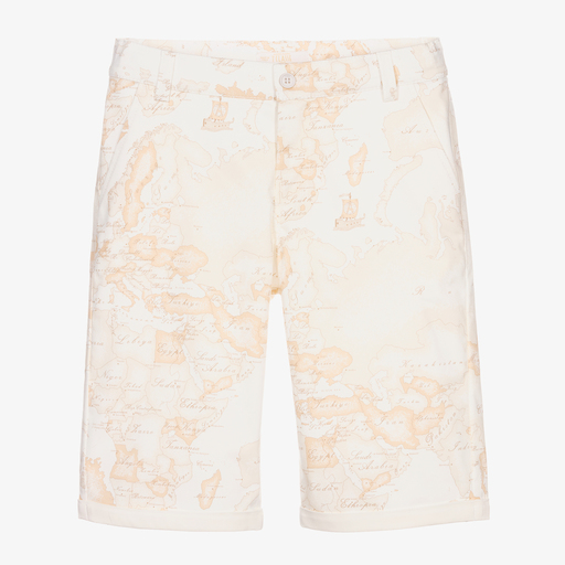 Alviero Martini-Teen Beige Map Print Shorts | Childrensalon Outlet