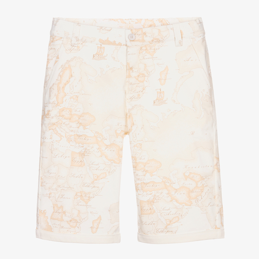 Alviero Martini-Beige Teen Shorts mit Landkarte | Childrensalon Outlet