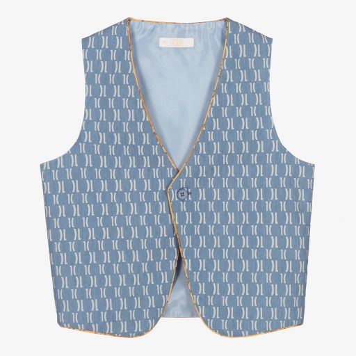 Alviero Martini-Teen Blue Chambray Waistcoat | Childrensalon Outlet