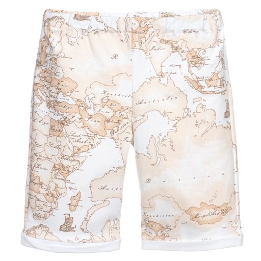 Alviero Martini-Teen Boys Beige Geo Map Shorts | Childrensalon Outlet
