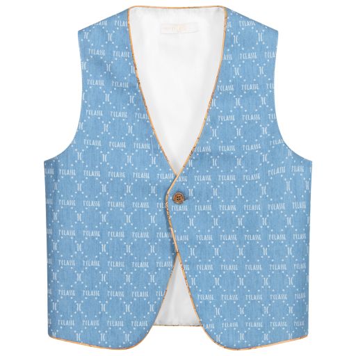 Alviero Martini-Teen Boys Blue Logo Waistcoat | Childrensalon Outlet