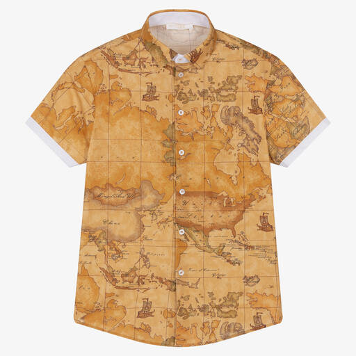 Alviero Martini-Teen Boys Cotton Geo Map Print Shirt | Childrensalon Outlet