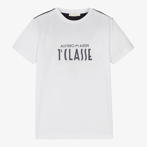 Alviero Martini-Teen Boys White 1a Classe Logo T-Shirt | Childrensalon Outlet