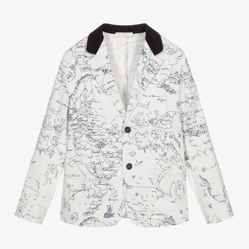 Alviero Martini-Teen Boys White Geo Map Blazer | Childrensalon Outlet