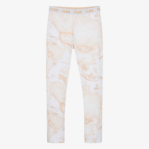 Alviero Martini-Teen Girls Ivory Cotton Geo Leggings | Childrensalon Outlet