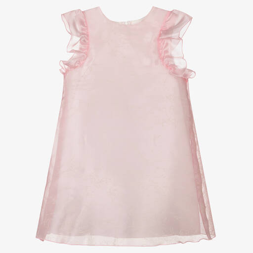 Alviero Martini-Teen Girls Pink Organza Geo Map Dress  | Childrensalon Outlet