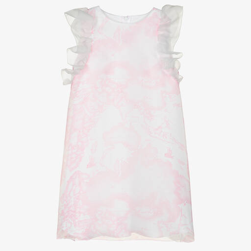 Alviero Martini-Teen Girls White & Pink Organza Geo Dress | Childrensalon Outlet