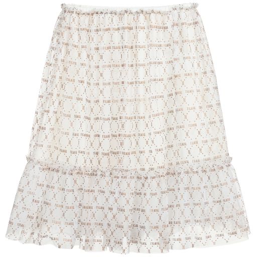 Alviero Martini-Teen Ivory Geo Map Logo Skirt | Childrensalon Outlet