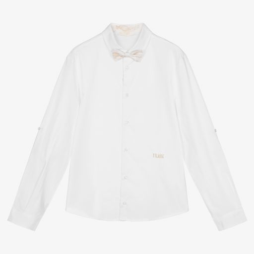 Alviero Martini-قميص وربطة عنق تينز ولادي قطن لون أبيض | Childrensalon Outlet