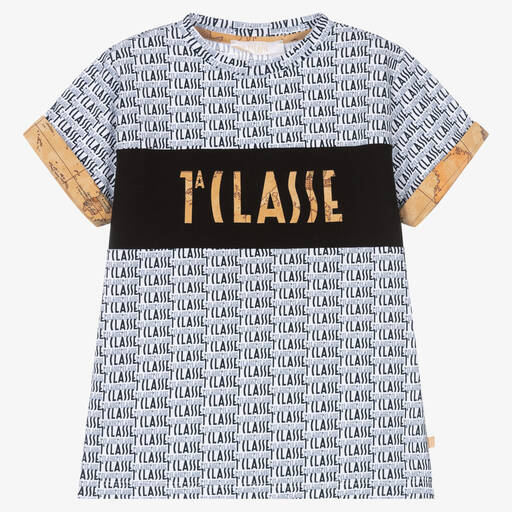 Alviero Martini-White & Black 1a Classe Logo T-Shirt | Childrensalon Outlet