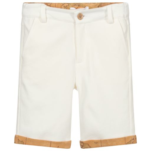 Alviero Martini-White Geo Map Jersey Shorts | Childrensalon Outlet