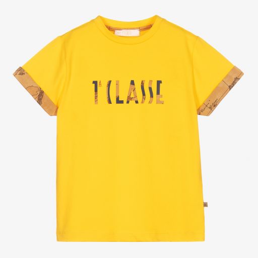 Alviero Martini-Yellow Cotton Geo Map T-Shirt | Childrensalon Outlet