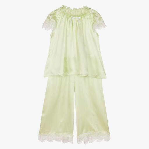 AMIKI Children-Pyjama vert en satin de soie fille | Childrensalon Outlet