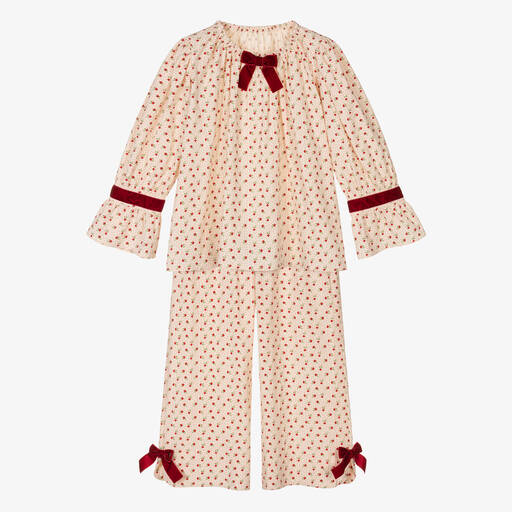 AMIKI Children-Girls Ivory Cotton Ditsy Print Pyjamas | Childrensalon Outlet