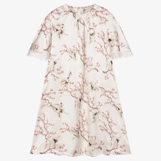 AMIKI Children-Girls Ivory Silk Nightdress | Childrensalon Outlet