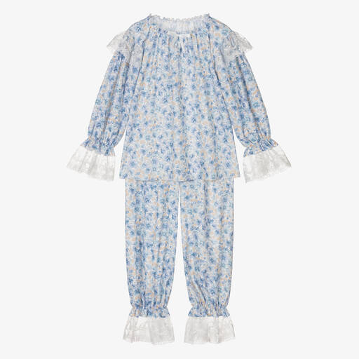AMIKI Children-Girls Pale Blue Cotton Floral Pyjamas | Childrensalon Outlet