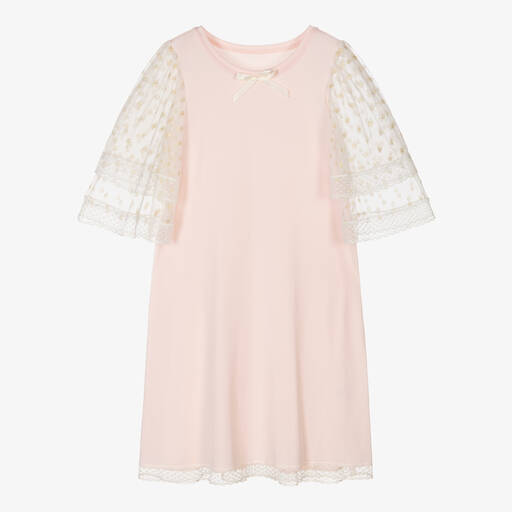 AMIKI Children-Rosa Modaljersey-Spitzen-Nachthemd | Childrensalon Outlet