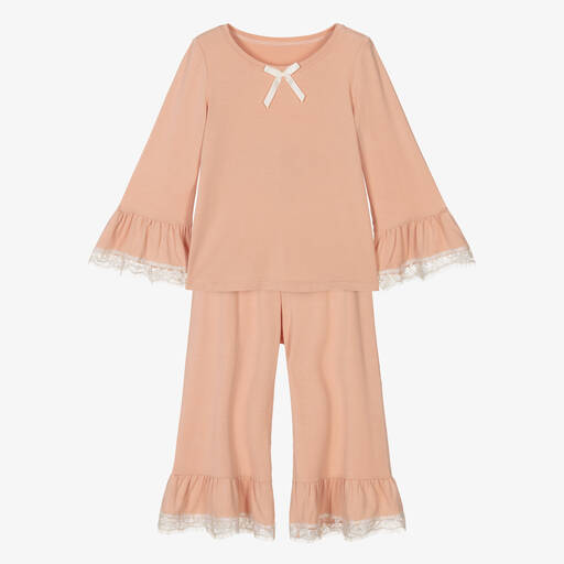 AMIKI Children-Rosa Modaljersey-Spitzenschlafanzug | Childrensalon Outlet
