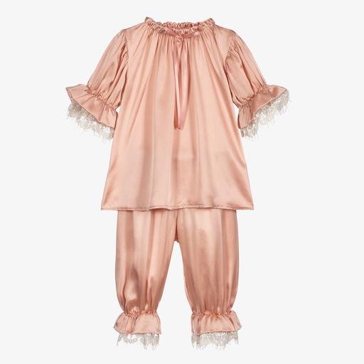AMIKI Children-Розовая шелковая пижама для девочек | Childrensalon Outlet