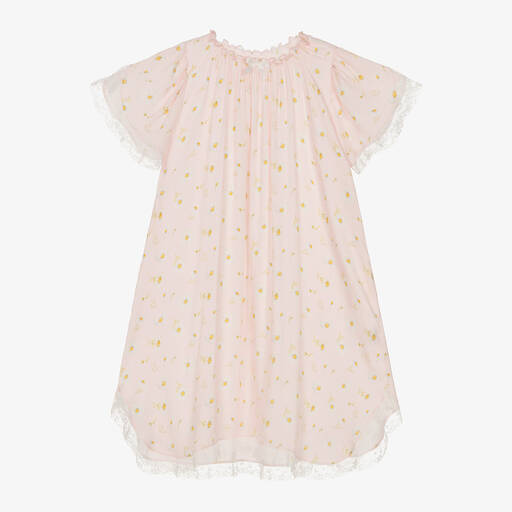 AMIKI Children-Розовая ночная рубашка из вискозы с ромашками для девочек | Childrensalon Outlet