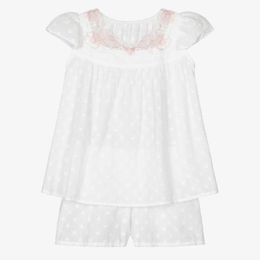 AMIKI Children-Pyjama blanc en coton Fille | Childrensalon Outlet