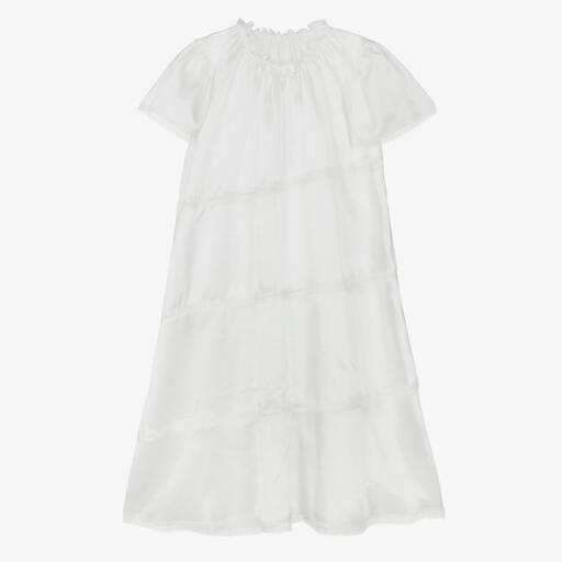 AMIKI Children-Girls White Silk Lace Trim Nightdress | Childrensalon Outlet