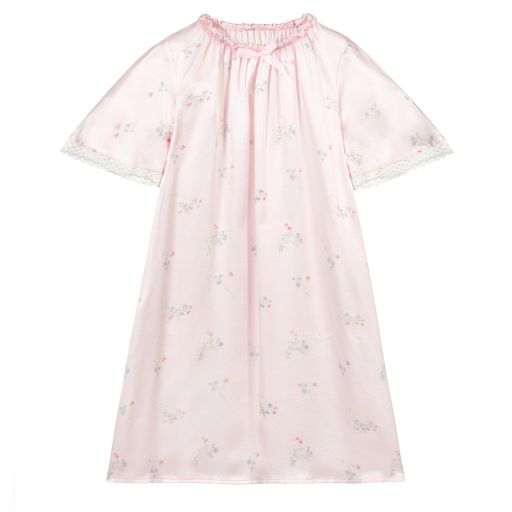 AMIKI Children-Розовая ночная рубашка из шелка с цветочным рисунком | Childrensalon Outlet