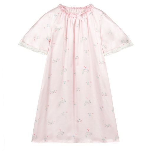 AMIKI Children-Chemise de nuit fleurie rose en soie | Childrensalon Outlet