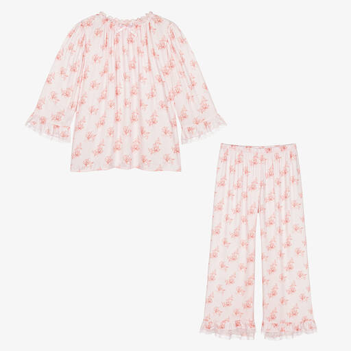 AMIKI Children-Розовая пижама из вискозы с бантиками | Childrensalon Outlet
