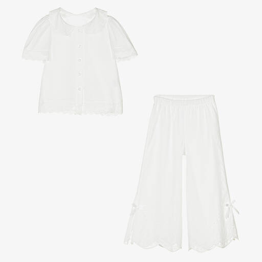 AMIKI Children-Teen Girls White Broderie Anglaise Pyjamas | Childrensalon Outlet
