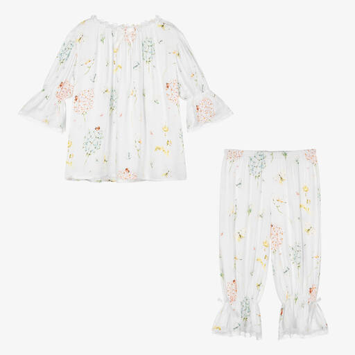 AMIKI Children-Teen Girls White Floral Pyjamas | Childrensalon Outlet