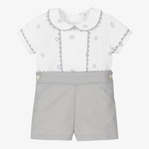 Ancar-Boys White & Grey Cotton Set | Childrensalon Outlet