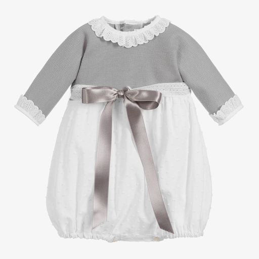 Ancar-Combi-short grise et blanche en tricot | Childrensalon Outlet