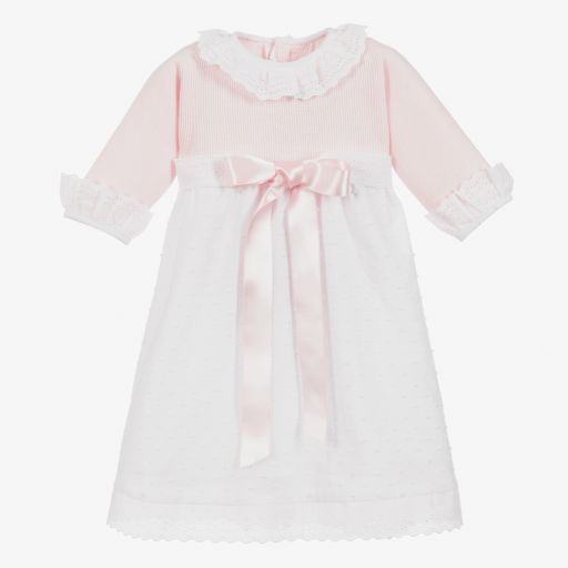 Ancar- Baumwoll-Babykleid in Pink & Weiß | Childrensalon Outlet