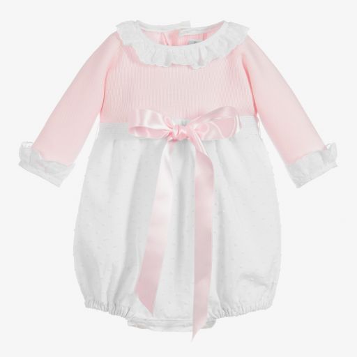 Ancar-Combi-short rose et blanche en coton | Childrensalon Outlet