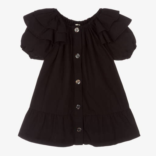 Andorine-Girls Black Cotton Dress | Childrensalon Outlet