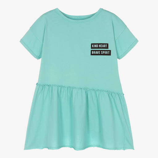 Andorine-Girls Green Cotton Dress | Childrensalon Outlet