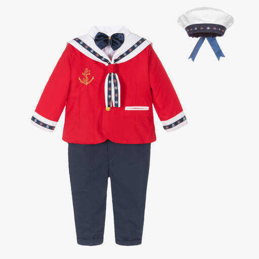 Andreeatex-Boys Nautical Red Sailor Ensemble | Childrensalon Outlet