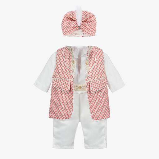Andreeatex-Boys Red & Ivory Satin Shorts Suit | Childrensalon Outlet