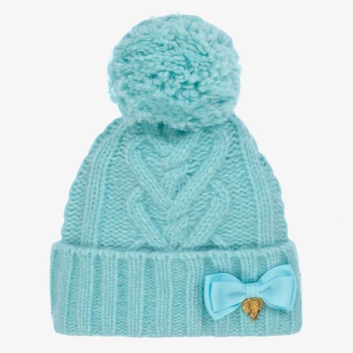 Angel's Face-Blue Knitted Pom-Pom Hat | Childrensalon Outlet
