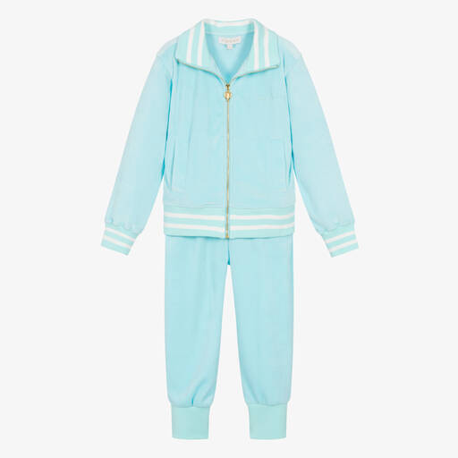 Angel's Face-Girls Aqua Blue Velour Tracksuit | Childrensalon Outlet