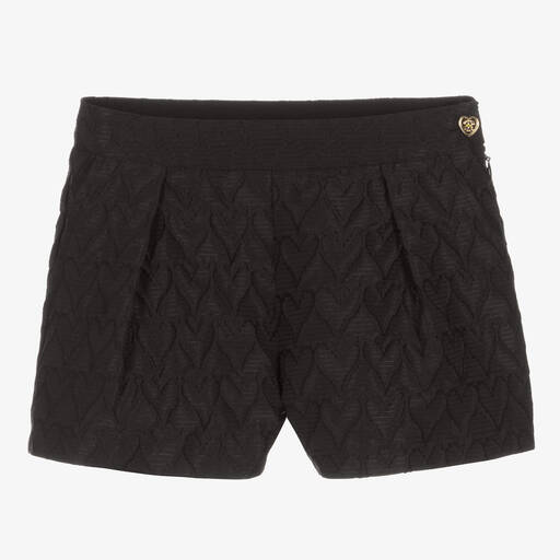 Angel's Face-Schwarze Jacquard-Shorts mit Herzmotiv für Mädchen | Childrensalon Outlet