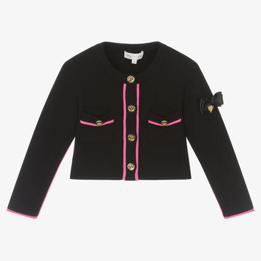 Angel's Face-Girls Black & Pink Trim Cardigan | Childrensalon Outlet