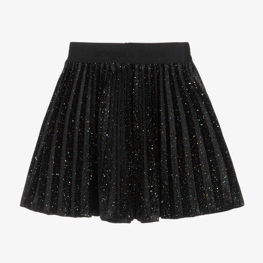 Angel's Face-Girls Black Sparkly Velour Pleated Skirt | Childrensalon Outlet
