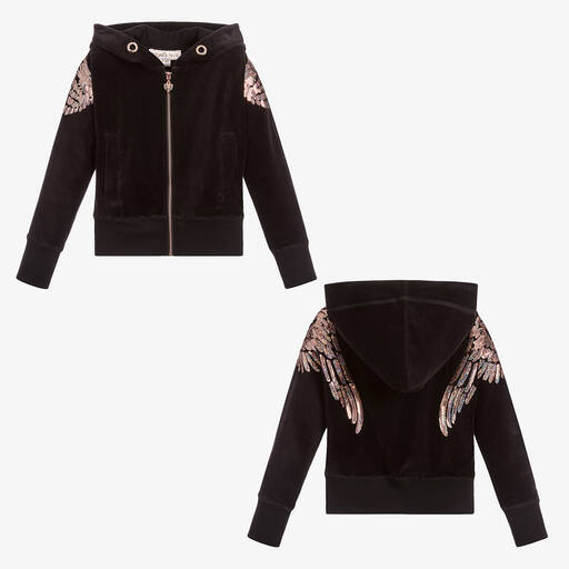 Angel's Face-Girls Black Wings Zip-Up Top | Childrensalon Outlet