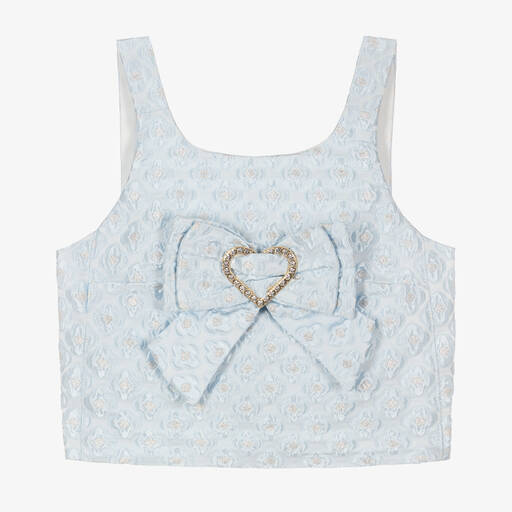 Angel's Face-Girls Blue Brocade Cropped Blouse | Childrensalon Outlet