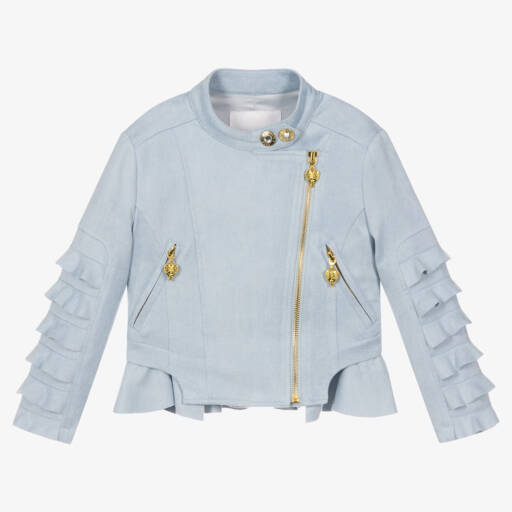 Angel's Face-Girls Blue Faux Suede Biker Jacket | Childrensalon Outlet