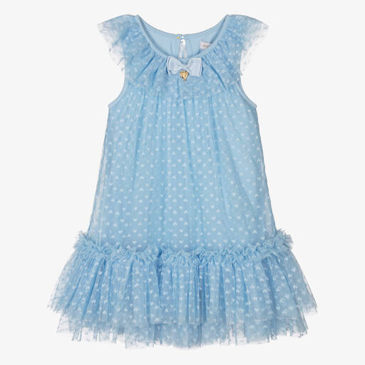 Angel's Face-Girls Blue Hearts Tulle Dress | Childrensalon Outlet