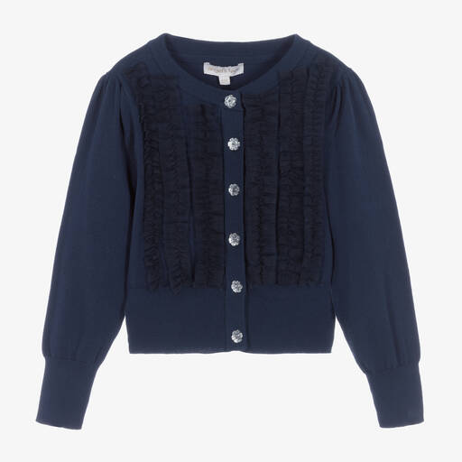 Angel's Face-Girls Blue Knitted Ruffle Cardigan | Childrensalon Outlet