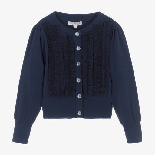 Angel's Face-Blaue Strickjacke mit Rüschen | Childrensalon Outlet